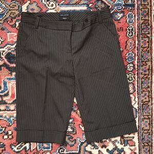 The‎ Limited Drew Fit Size 6 Brown Pinstripe Cropped Cuffed Dress Trousers